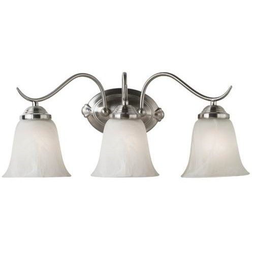 NEW 3 Light Bathroom Vanity Lighting Fixture Brushed Steel White 