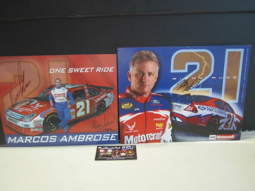 Marcos Ambrose & Ricky Rudd Nascar Autographed Lot of 2 Handouts 