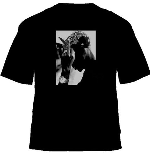 2pac Gangster Rap Middle Finger T Shirt  