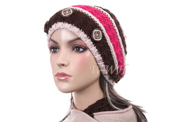Promo Button Tufted Knit Beanie Hat Winter Cap be451  