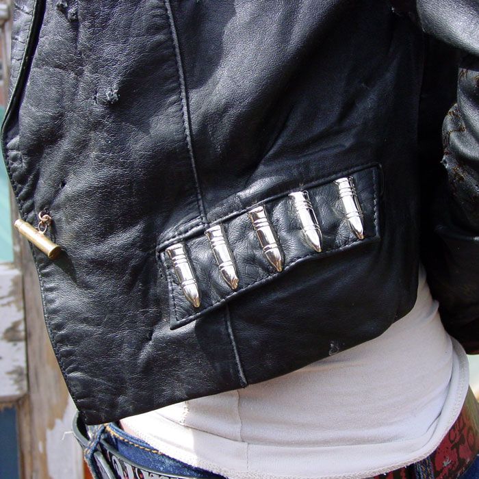 OOAK Vintage Zombie Apocalypse Leather Jacket Size 4 6  