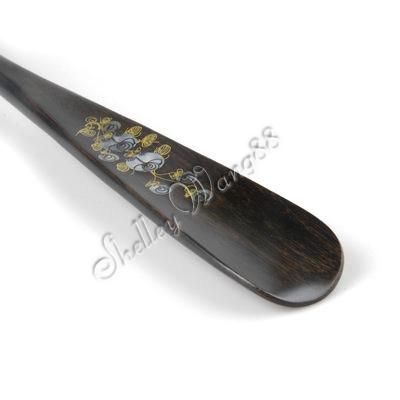 27 1/2 70cm Wooden Shoe Horn Long Reach Handle Black  