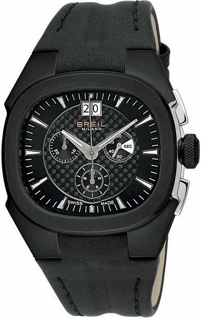 BREIL MILANO BLACK LEATHER CHRONO MENS WATCH BW0414 NEW  