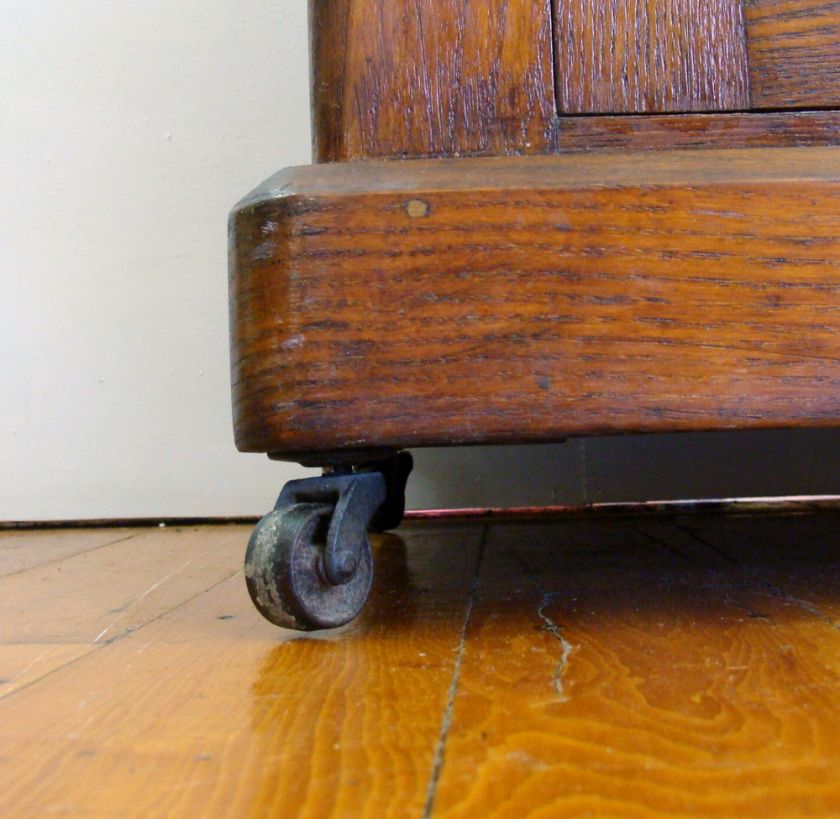 Antique Oak Victorian Commode Fruit Carvings Cabinet  