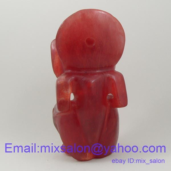 J665_Chinese Hongshan Red Crystal Statues Carving  