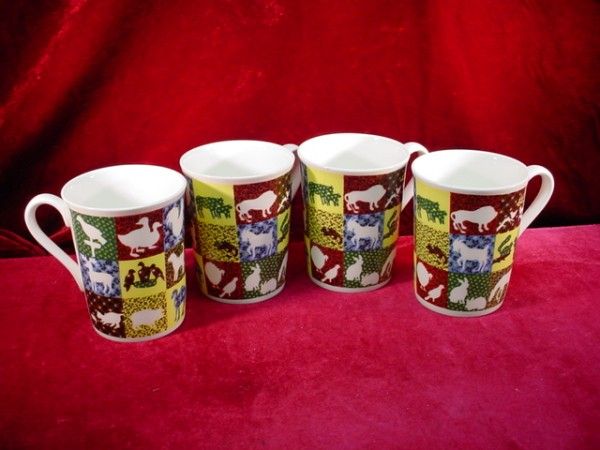 Set 4 HORCHOW ENGLAND Animal COFFEE CUPS Mugs  