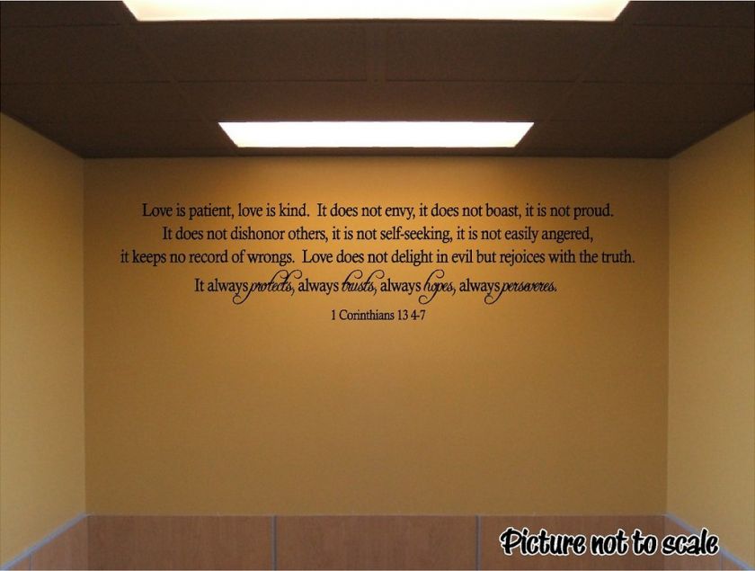 Vinyl Wall art   Bible verse of 1 Corinthians 13 4 7  