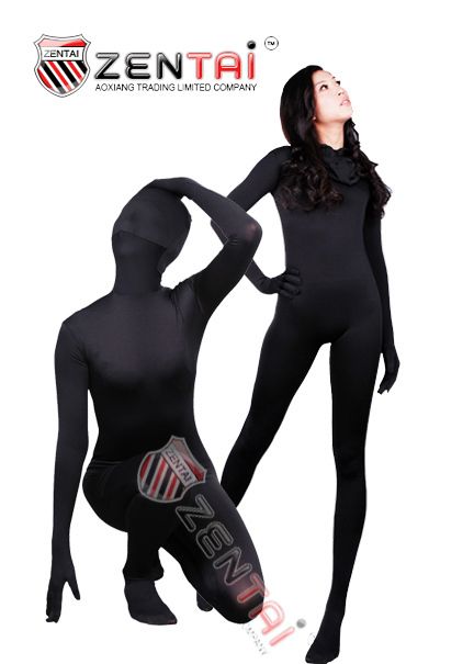 Full Body Unisex Lycra Spandex Zentai Black Suit S XXL  