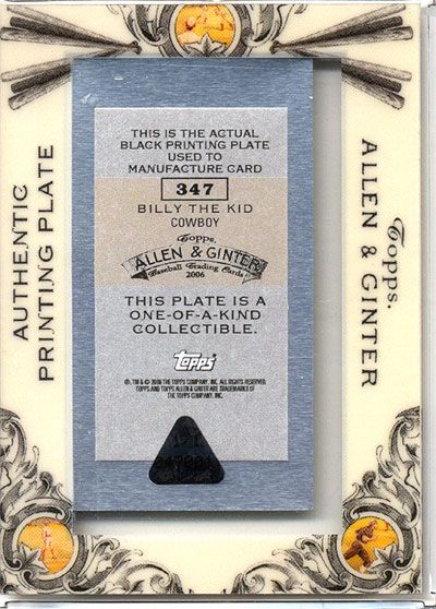   Ginter Billy The Kid Card 347 Black Printing Plate 1/1 RARE HTF  
