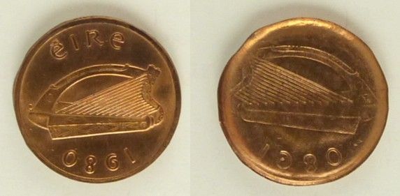 ErrorIreland 1980 1 Eire Full Mirror Brockage On Cap Very Rare Gem 