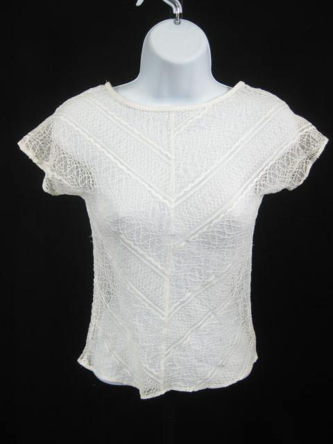 ONLY HEARTS White cotton Lace T Shirt Blouse Top Sz S  