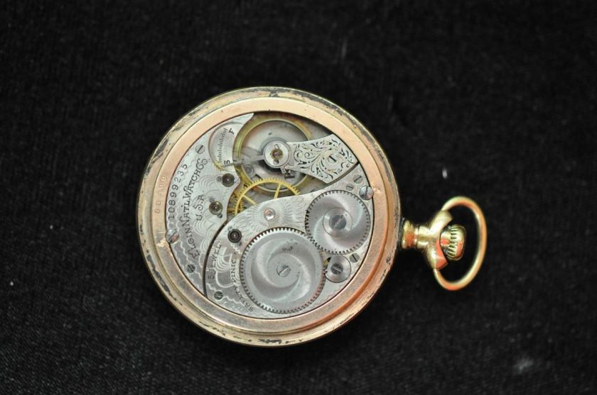 VINTAGE 12S ELGIN OPEN FACE POCKETWATCH RUNNING  