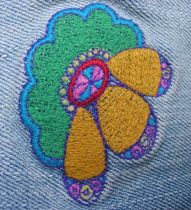 SISTER MOON JEANS RETRO 60s HIPPIE EMBROIDERY EUC 29 x 32.5 EUC 