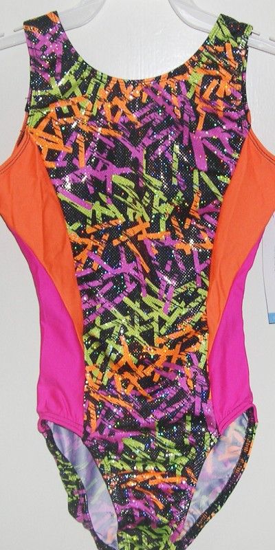 NEW Neon Glowsticks Hologram Gymnastics Leotard CM  