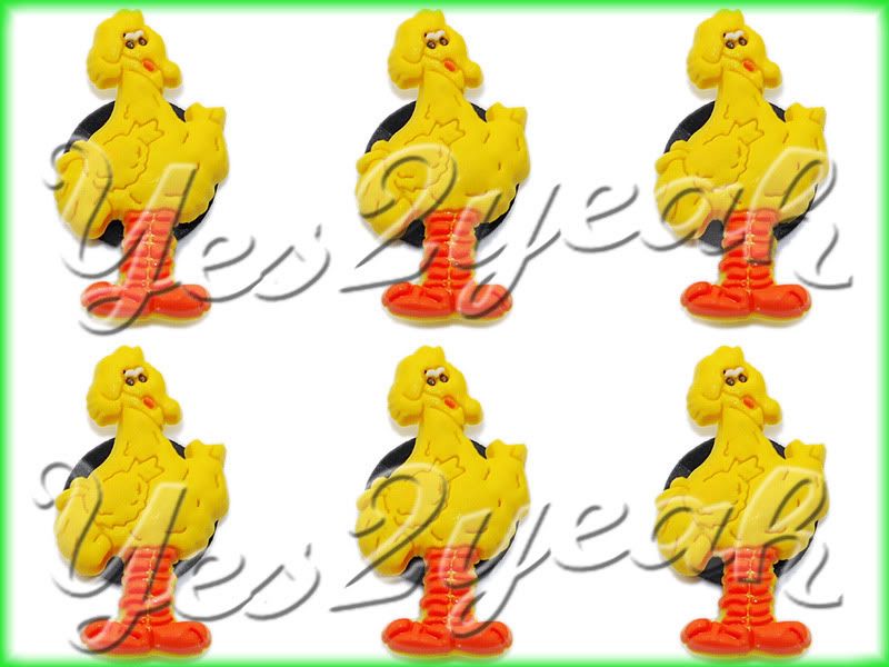 6X Shoe Charms Jibbitz Sesame Street Big Bird 1666  