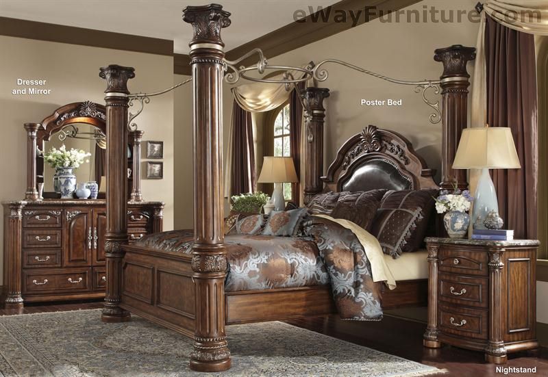 Cafe Noir King Poster Canopy Bedroom Set Master Bedroom Furniture 