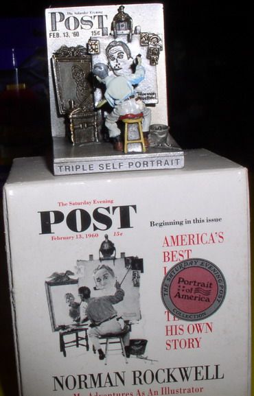 American Norman Rockwell Triple Self Portrait Figurine  