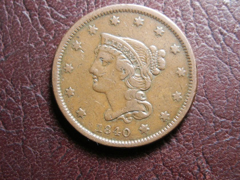 US Large Cent Braided Hair 1840 N12  