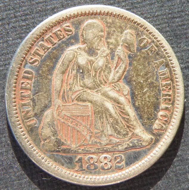 USA 1882 Liberty Seated Dime VF Love Token  