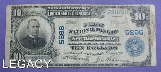 1902 $10.00 NAT`L CURRENCY BANK NOTE MARTINSVILLE (ESS+  