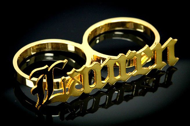 YELLOW GOLD 18K GP 2 TWO FINGER NAME RING [V9]  