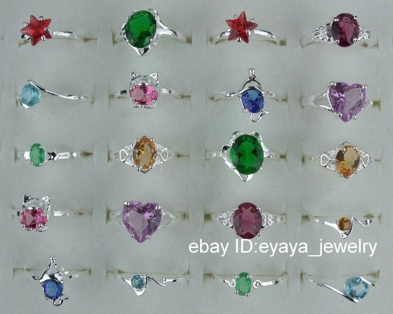 wholesale 10pcs mixed Silver Crystal Rings 6 8 II  