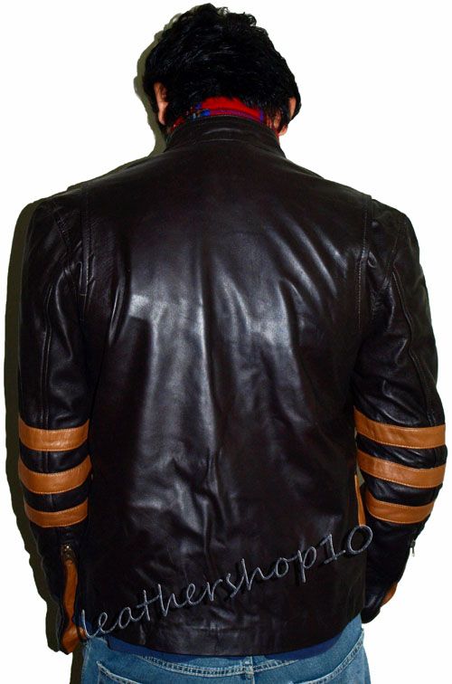 Xman Wolverine leather jacket Hugh Jackman FREE SHIPPIN  