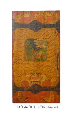 Tibetan Antique Tiger Painted Door Screen Panel WK2082  