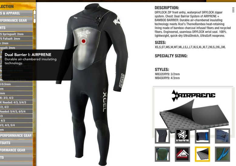 Xcel Drylock Drylock 4/3mm Mens Full Wetsuit Surfing  