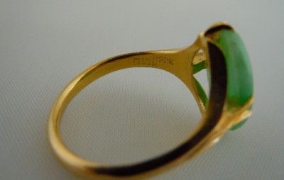 22K Solid Gold Vintage Jade Ring  