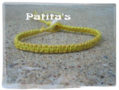 Handmade Eco Friendly Macrame Yellow Hemp Surfer Skater Bracelet Bone 