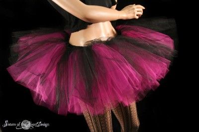 LAYERED TUTU DANCE ROLLER DERBY BALLET FUCHSIA BLACK  