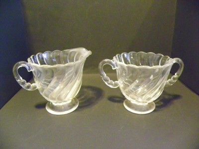 Vintage Art Deco Creamer Sugar Set Candy Cane Swirl WoW  