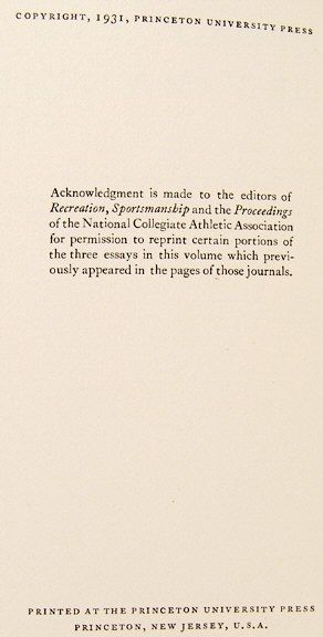 RARE 1st ED SPORT SPORTSMANSHIP 1931 Charles W. Kennedy  