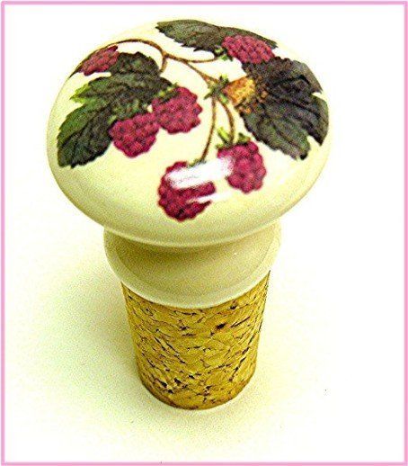 Handpainted (Rasperries) Ceramic Wine cork/Topper  SHI  