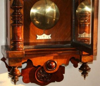 WALNUT VIENNA DOUBLE WEIGHTED GUSTAV BECKER WEIGHT WALL CLOCK RESTORED 