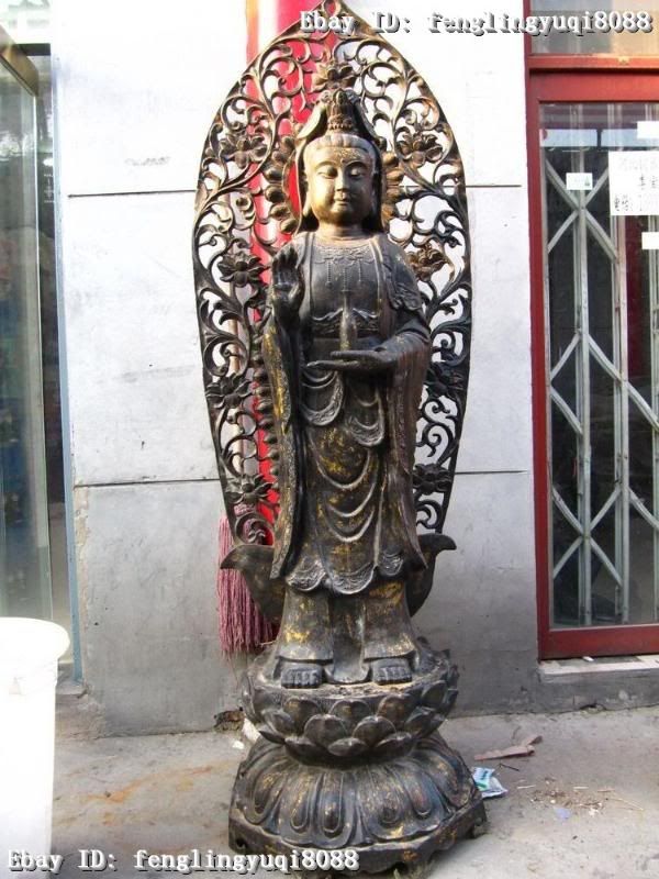 76Large Tibet old Bronze Bodhisattva Kwan Yin Guan Yin Buddha Statue 