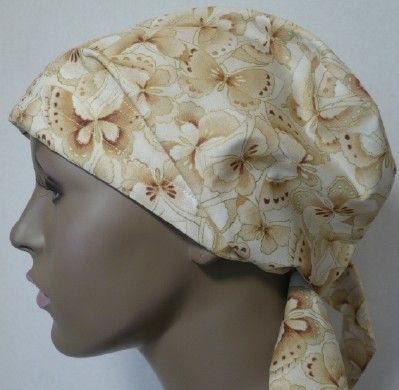 Cream Butterfly Scarf Cancer Hat Turban Chemo Hair Headwrap Alopecia 