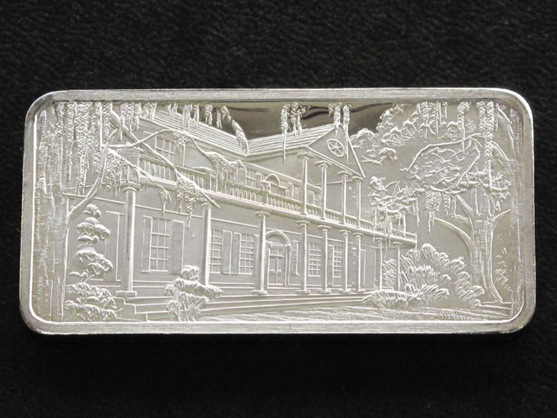 SOUTHERN PLANTATION SILVER ART BAR HAMILTON MINT A8031  