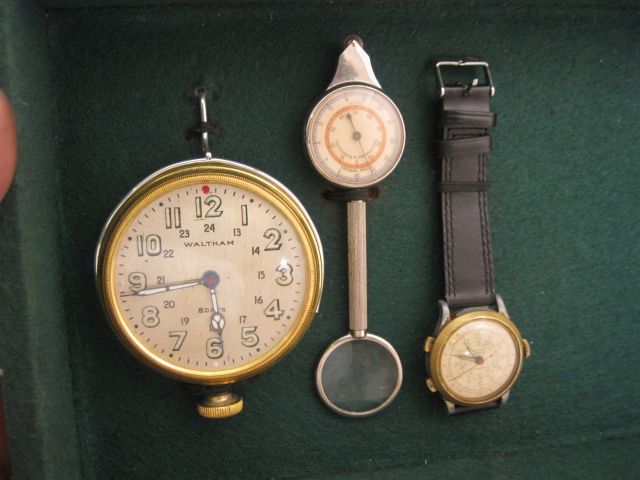 1925 WALTHAM ILLUMINATED 24HR MILITARY 8 DAY CLOCK+TARA SPORT CHRONO 