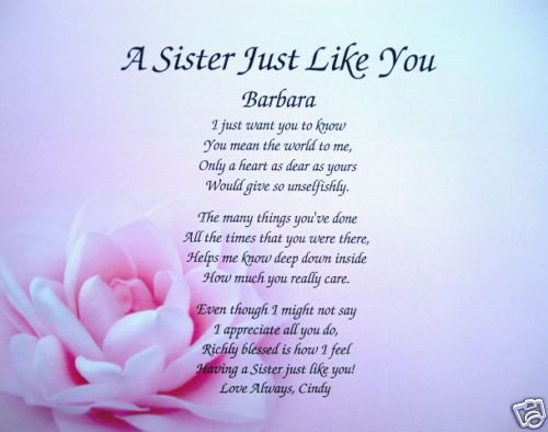 SISTER LIKE YOU PERSONALIZED POEM BIRTHDAY GIFT IDEA  
