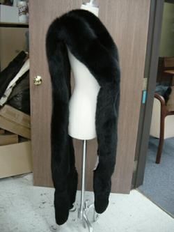 GLAM BLACK FOX DOUBLE ROW STOLE FLING COAT Mink accesso  