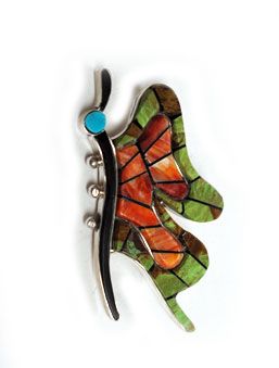 Melvin Francis–Colorful Inlay Butterfly Pin–Amazing Art  