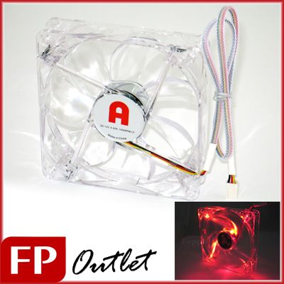   Red LED Transparent 3 pin RPM 4 pin Molex Low Noise PC Case Fan  