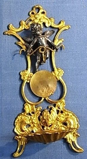 HGU25 * CHERUB ANGEL POCKET WATCH WALL HOLDER ANTIQUE GERMAN 1880´S 