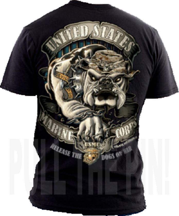 USMC MARINE DEVIL DOG RELEASE THE DOGS OF WAR T SHIRT  