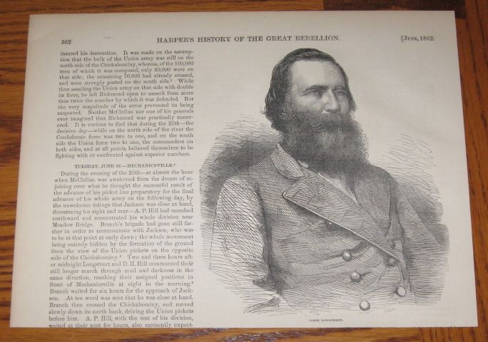 Confederate General James Longstreet 1866 Portrait  