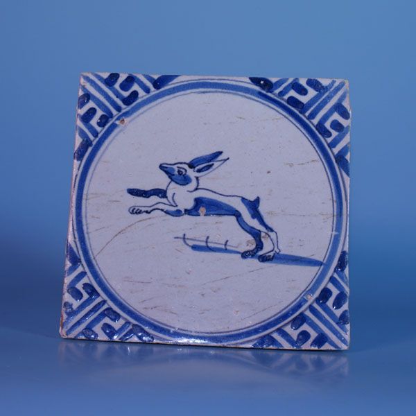 Set of four 17th century Dutch Blue Delft Wanli tiles   