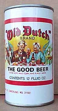 OLD DUTCH BEER Bank Top Can Cumberland, MARYLAND People  