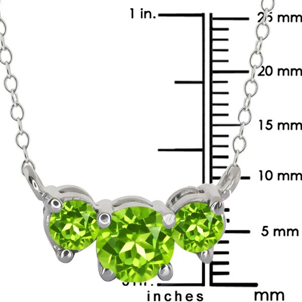 96 Ct Genuine Round Green Peridot Sterling Silver Pendant W/18 